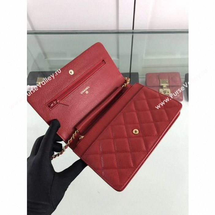 Chanel Caviar Leather Wallet On Chain WOC Bag A33814 Red 2019 (hot-9062122)