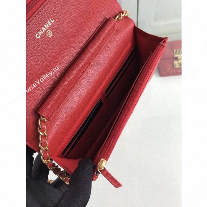 Chanel Caviar Leather Wallet On Chain WOC Bag A33814 Red 2019 (hot-9062122)