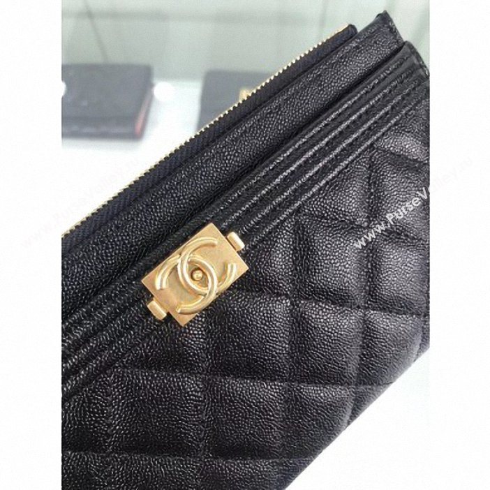 Chanel Caviar Leather Boy Pouch Clutch Bag A84478 Black (hot-9062153)