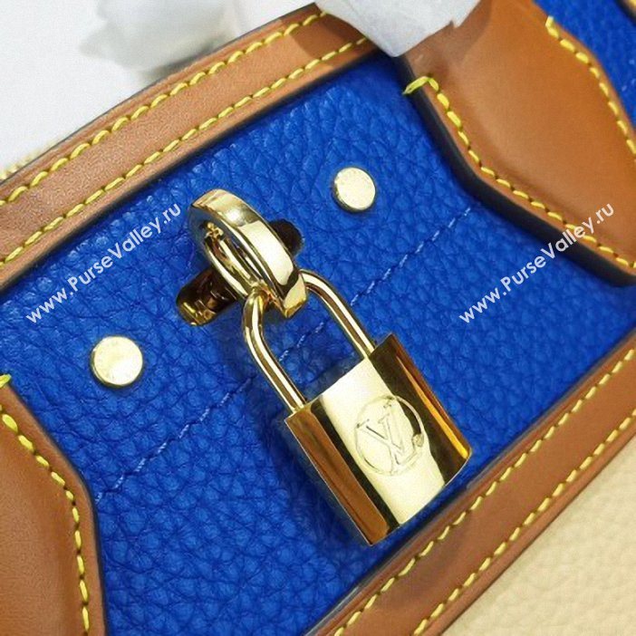 Louis Vuitton Taurillon Leather City Steamer Mini Bag M55099 Blue/Beige 2019 (gaoshang-9062016)