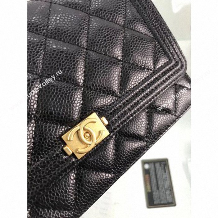 Chanel Grained Leather Boy Wallet On Chain WOC Bag A80287 Black/Gold (hot-9062101)