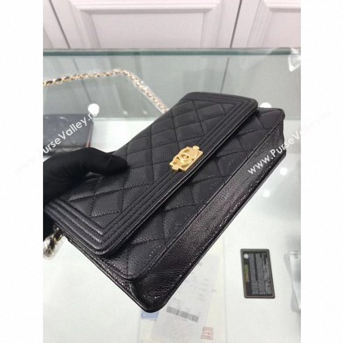 Chanel Grained Leather Boy Wallet On Chain WOC Bag A80287 Black/Gold (hot-9062101)