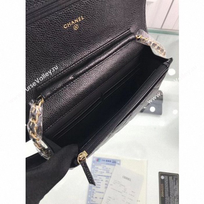 Chanel Grained Leather Boy Wallet On Chain WOC Bag A80287 Black/Gold (hot-9062101)