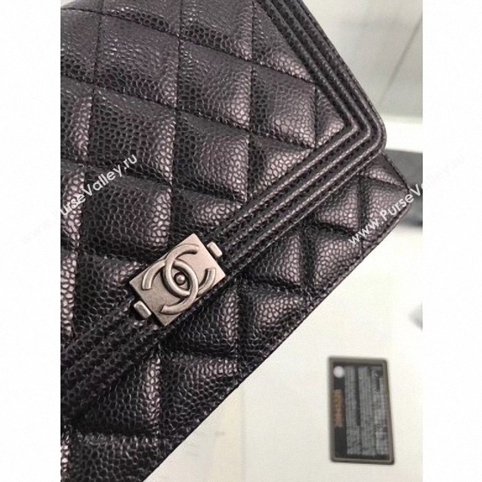 Chanel Grained Leather Boy Wallet On Chain WOC Bag A80287 Black/Silver (hot-9062102)