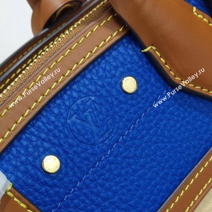Louis Vuitton Taurillon Leather City Steamer Mini Bag M55099 Blue/Beige 2019 (gaoshang-9062016)