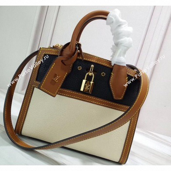 Louis Vuitton Taurillon Leather City Steamer Mini Bag M55099 Black/White 2019 (gaoshang-9062015)