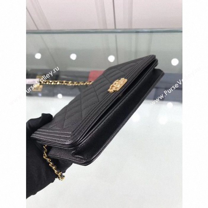 Chanel Caviar Leather Boy Wallet On Chain WOC Bag A80387 Black/Gold (hot-9062109)