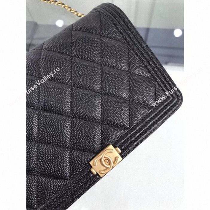 Chanel Caviar Leather Boy Wallet On Chain WOC Bag A80387 Black/Gold (hot-9062109)