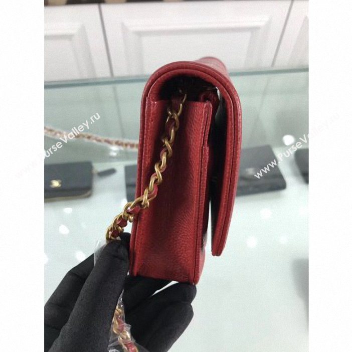 Chanel Grained Leather Boy Wallet On Chain WOC Bag A80287 Red/Gold (hot-9062107)