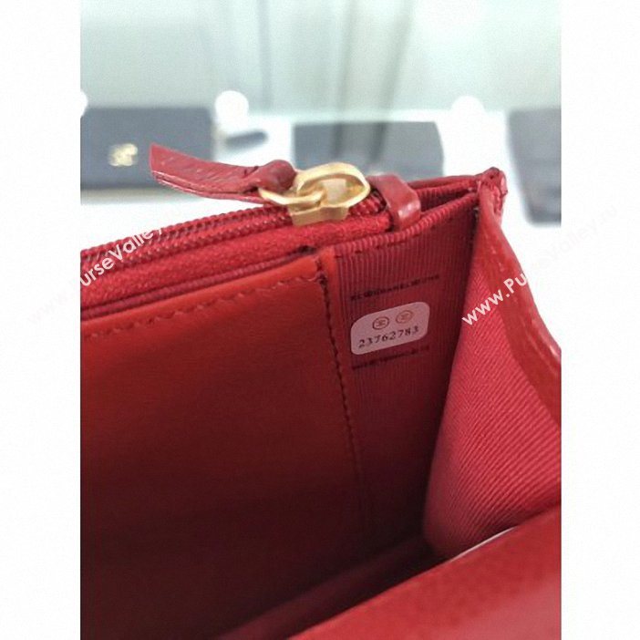 Chanel Grained Leather Boy Wallet On Chain WOC Bag A80287 Red/Gold (hot-9062107)