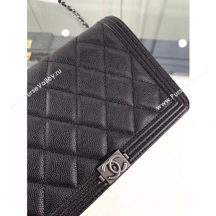 Chanel Caviar Leather Boy Wallet On Chain WOC Bag A80387 Black/Silver (hot-9062110)