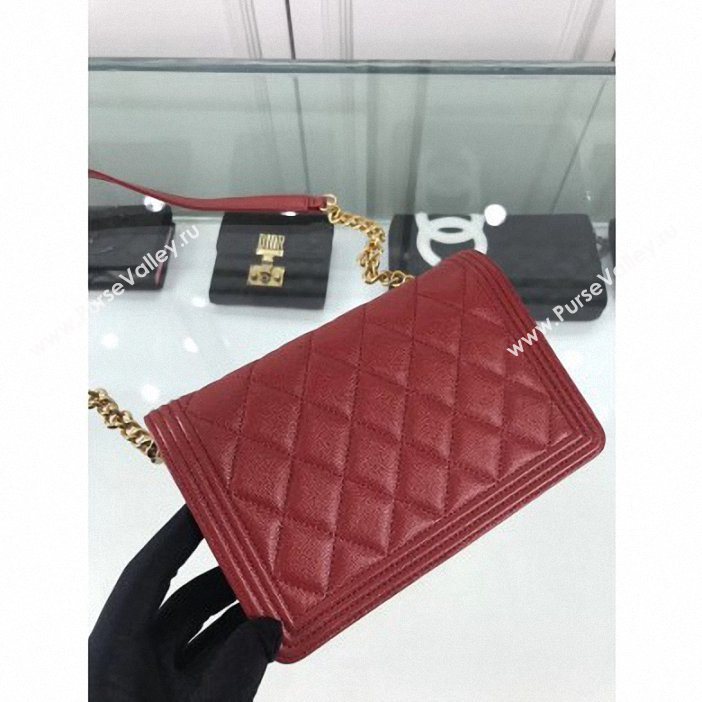 Chanel Caviar Leather Boy Wallet On Chain WOC Bag A81969 Red 2019 (hot-9062119)