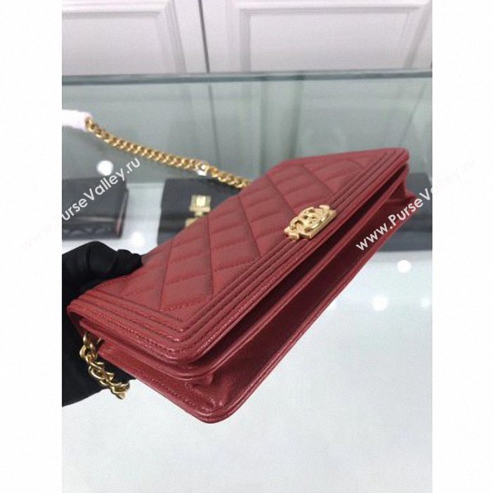 Chanel Caviar Leather Boy Wallet On Chain WOC Bag A81969 Red 2019 (hot-9062119)