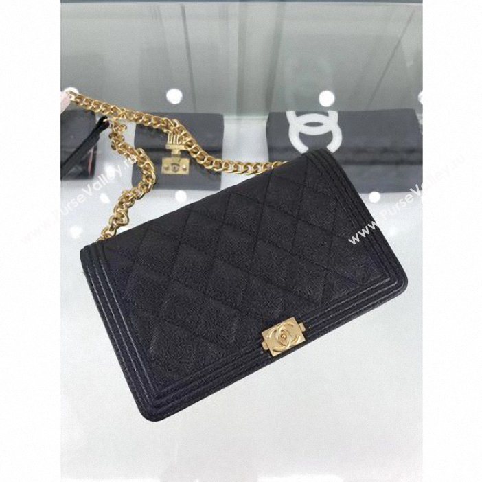 Chanel Caviar Leather Boy Wallet On Chain WOC Bag A81969 Black 2019 (hot-9062117)