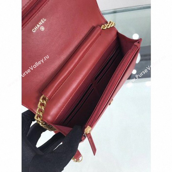 Chanel Caviar Leather Boy Wallet On Chain WOC Bag A81969 Red 2019 (hot-9062119)