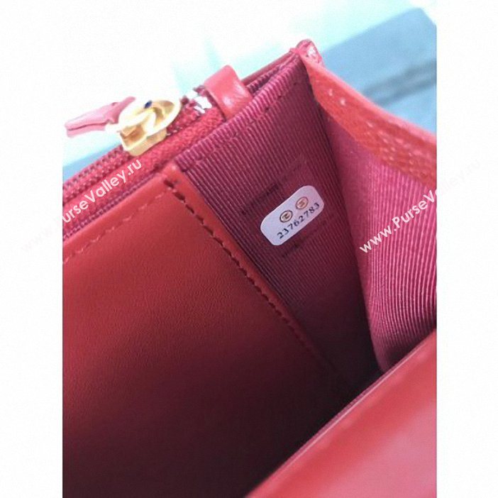 Chanel Caviar Leather Boy Wallet On Chain WOC Bag A81969 Red 2019 (hot-9062119)