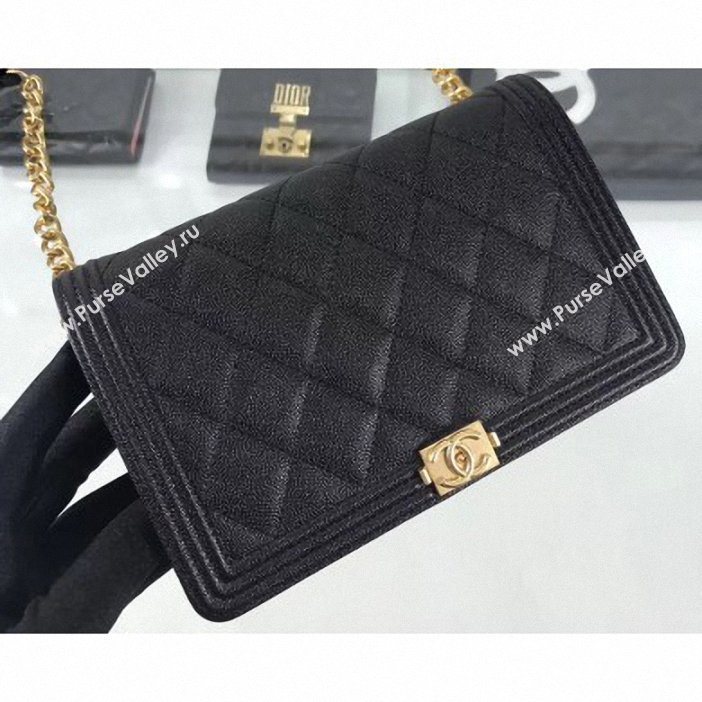 Chanel Caviar Leather Boy Wallet On Chain WOC Bag A81969 Black 2019 (hot-9062117)