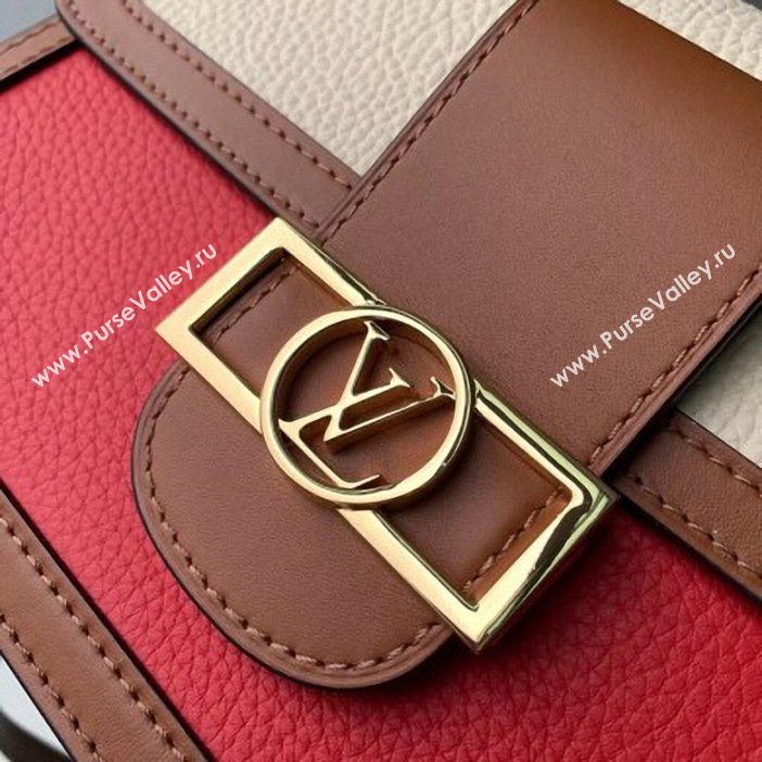 Louis Vuitton Taurillon Leather Dauphine MM Bag M53830 Beige/Red 2019 (kd-9062005)