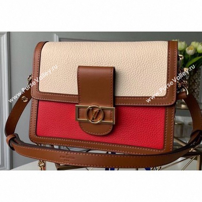 Louis Vuitton Taurillon Leather Dauphine MM Bag M53830 Beige/Red 2019 (kd-9062005)