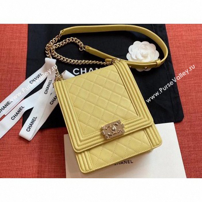 Chanel Boy North/South Small Flap Bag AS0130 Yellow 2019 (kana-9062003)
