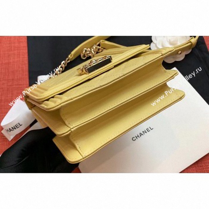 Chanel Boy North/South Small Flap Bag AS0130 Yellow 2019 (kana-9062003)