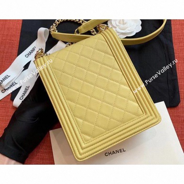 Chanel Boy North/South Small Flap Bag AS0130 Yellow 2019 (kana-9062003)