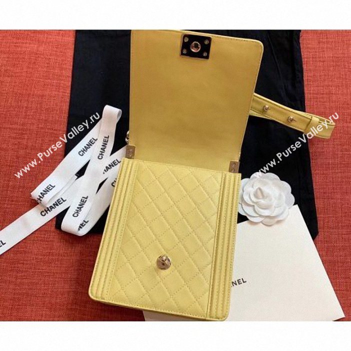 Chanel Boy North/South Small Flap Bag AS0130 Yellow 2019 (kana-9062003)