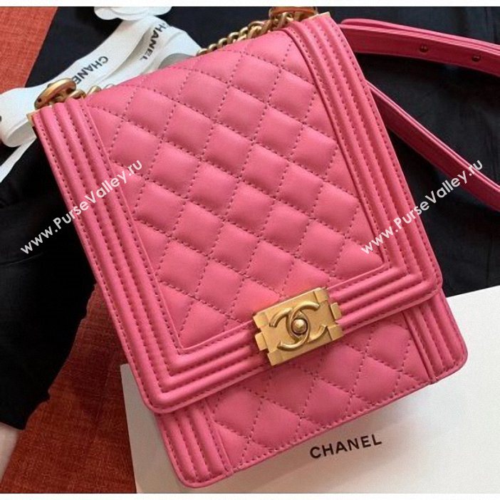 Chanel Boy North/South Small Flap Bag AS0130 Dark Pink 2019 (kana-9062004)