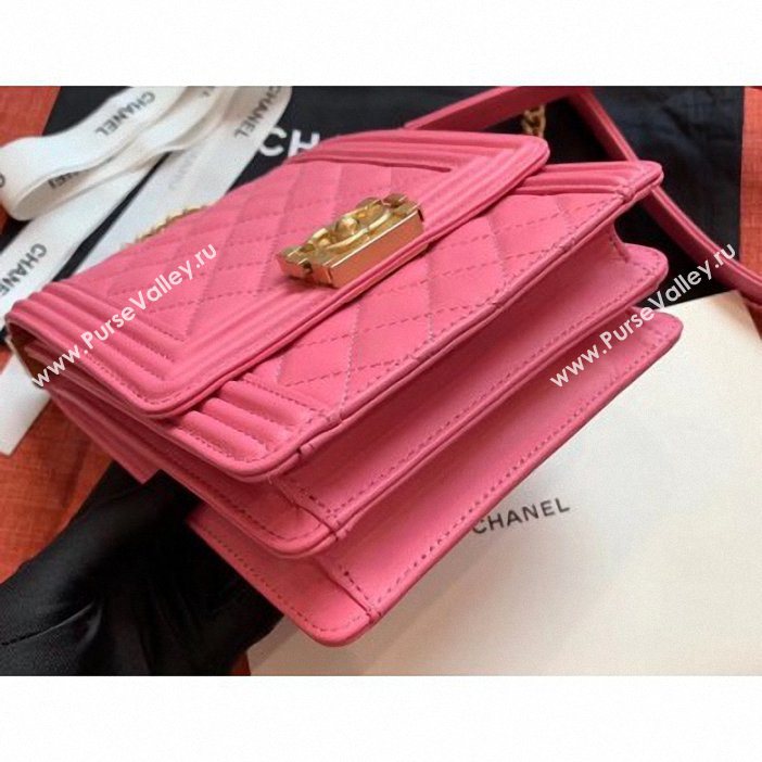 Chanel Boy North/South Small Flap Bag AS0130 Dark Pink 2019 (kana-9062004)