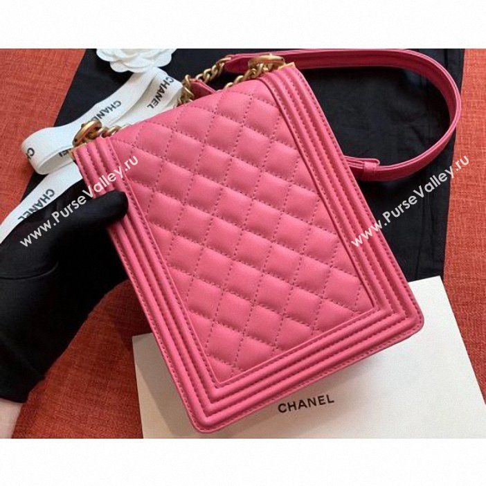 Chanel Boy North/South Small Flap Bag AS0130 Dark Pink 2019 (kana-9062004)