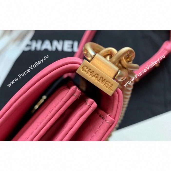 Chanel Boy North/South Small Flap Bag AS0130 Dark Pink 2019 (kana-9062004)