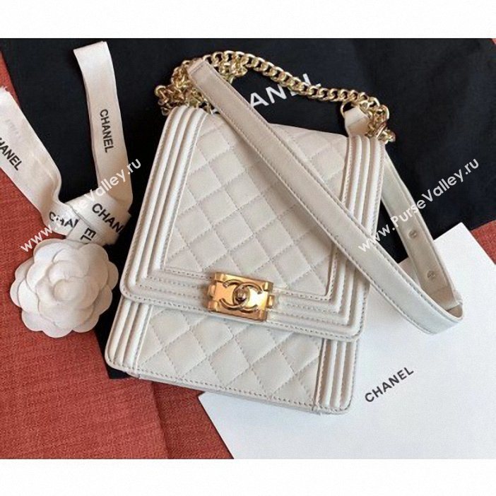 Chanel Boy North/South Small Flap Bag AS0130 Off White 2019 (kana-9062001)