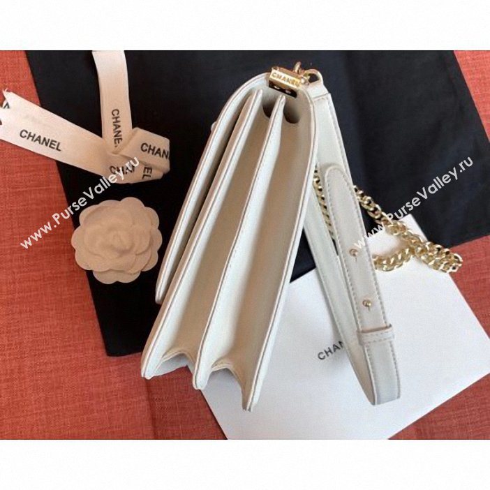 Chanel Boy North/South Small Flap Bag AS0130 Off White 2019 (kana-9062001)