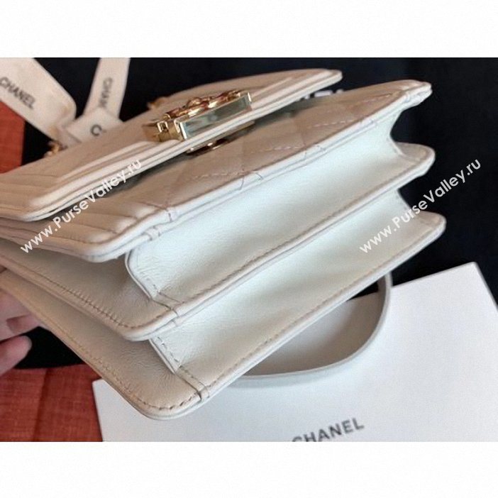 Chanel Boy North/South Small Flap Bag AS0130 Off White 2019 (kana-9062001)