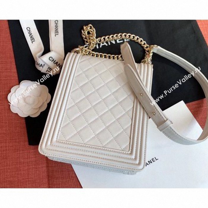Chanel Boy North/South Small Flap Bag AS0130 Off White 2019 (kana-9062001)