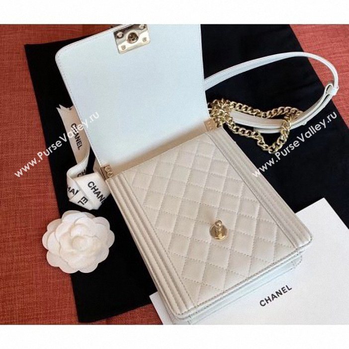 Chanel Boy North/South Small Flap Bag AS0130 Off White 2019 (kana-9062001)