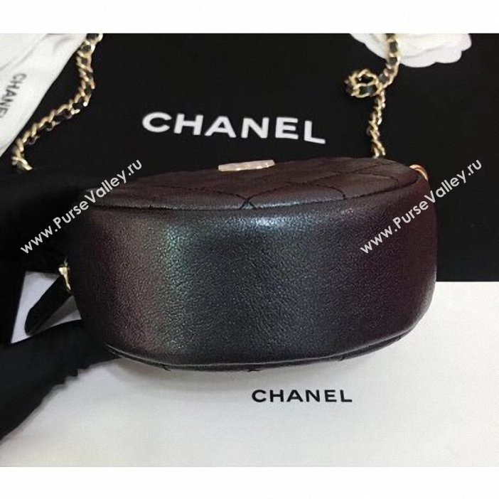 Chanel Iridescent Pearl Caviar Classic Round Clutch with Chain Bag AP0366 Black 2019 (kana-9062018)