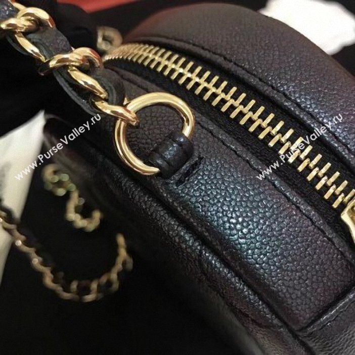 Chanel Iridescent Pearl Caviar Classic Round Clutch with Chain Bag AP0366 Black 2019 (kana-9062018)