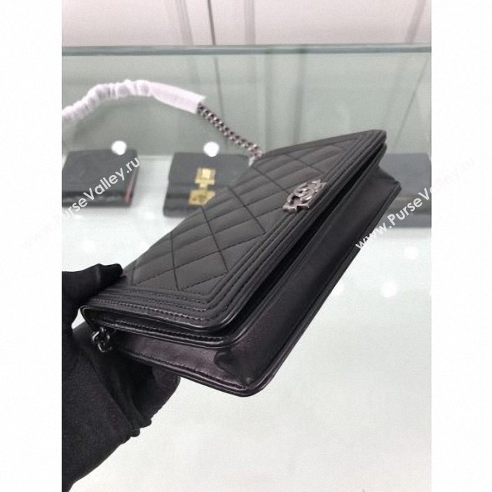 Chanel Lambskin Boy Wallet On Chain WOC Bag A81969 Black/Silver 2019 (hot-9062114)