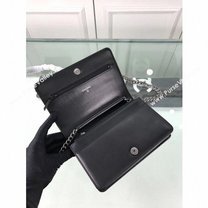 Chanel Lambskin Boy Wallet On Chain WOC Bag A81969 Black/Silver 2019 (hot-9062114)