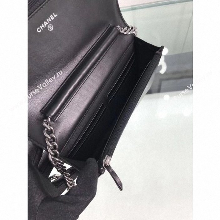 Chanel Lambskin Boy Wallet On Chain WOC Bag A81969 Black/Silver 2019 (hot-9062114)