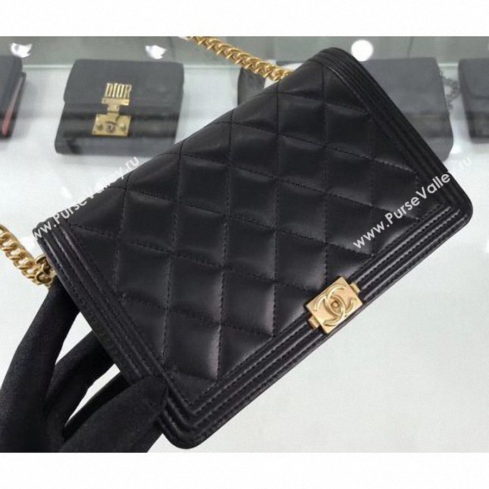 Chanel Lambskin Boy Wallet On Chain WOC Bag A81969 Black/Gold 2019 (hot-9062113)