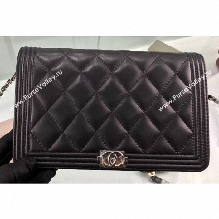 Chanel Lambskin Boy Wallet On Chain WOC Bag A80387 Black/Silver (hot-9062112)