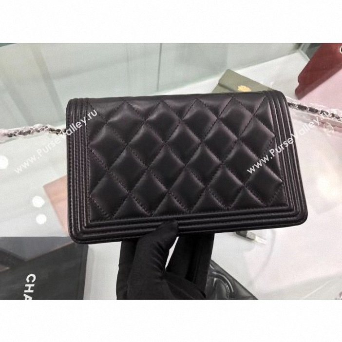 Chanel Lambskin Boy Wallet On Chain WOC Bag A80387 Black/Silver (hot-9062112)