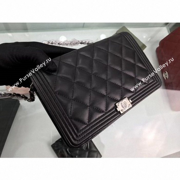 Chanel Lambskin Boy Wallet On Chain WOC Bag A80387 Black/Silver (hot-9062112)