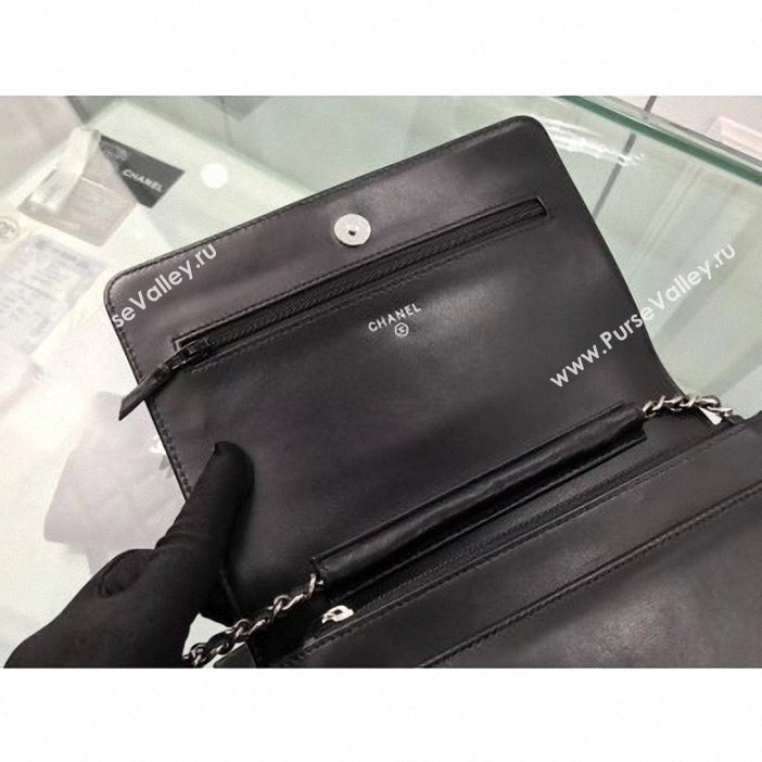 Chanel Lambskin Boy Wallet On Chain WOC Bag A80387 Black/Silver (hot-9062112)