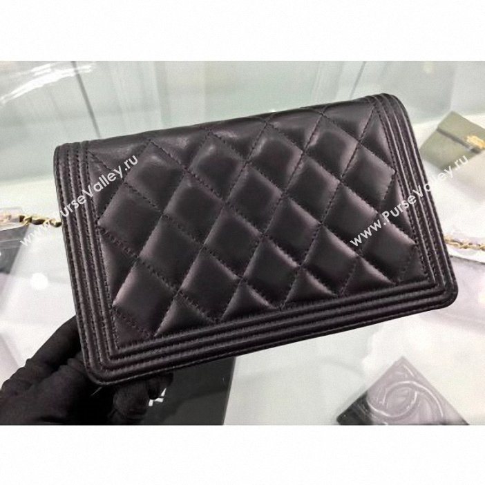 Chanel Lambskin Boy Wallet On Chain WOC Bag A80387 Black/Gold (hot-9062111)