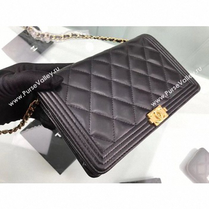 Chanel Lambskin Boy Wallet On Chain WOC Bag A80387 Black/Gold (hot-9062111)