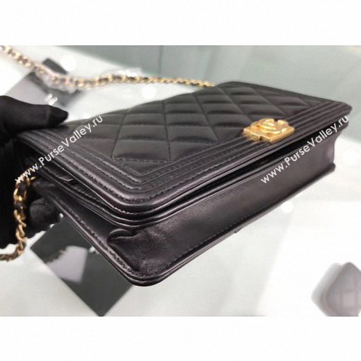 Chanel Lambskin Boy Wallet On Chain WOC Bag A80387 Black/Gold (hot-9062111)