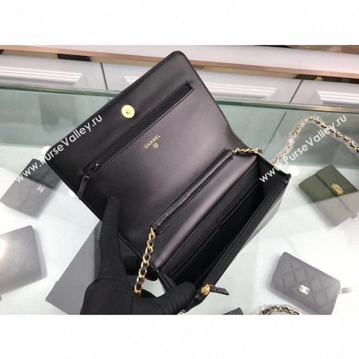 Chanel Lambskin Boy Wallet On Chain WOC Bag A80387 Black/Gold (hot-9062111)